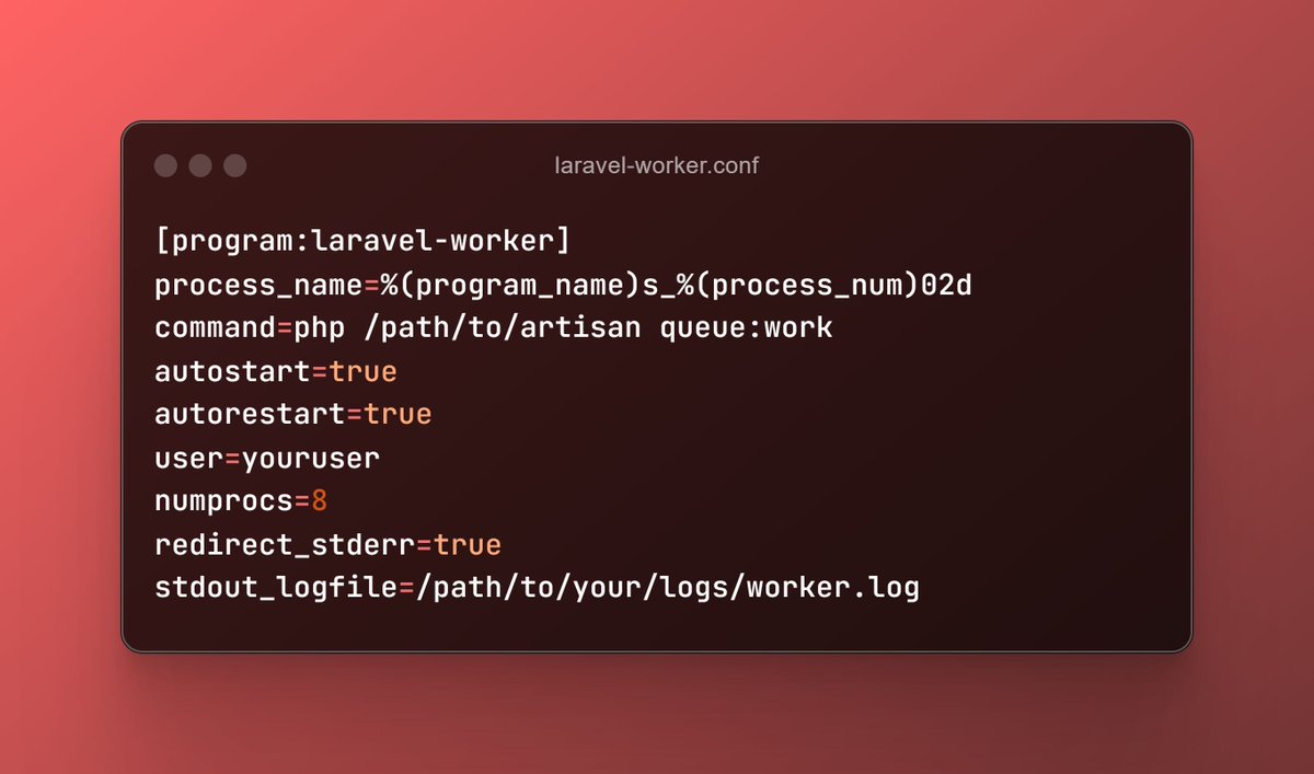 Use Supervisor to monitor your Laravel workers and ensure jobs are processed without interruption. 👨‍💻 #LaravelQueue #Supervisor #PHP