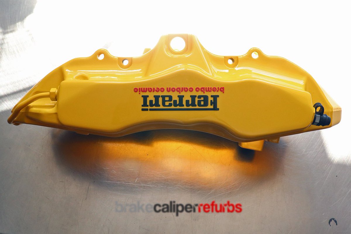 RefurbsCalipers's tweet photo. S C U D - #ferrari #F430 #scuderia front 6pot calipers refurbished / refinished in OE giallo modena with OE decals. 
Pistons were beyond use due to corrosion, replaced with our hard anodised aluminium replacements which don’t suffer the same problem. 

#bcr
#caliporn https://t.co/2G8GBhRiLu