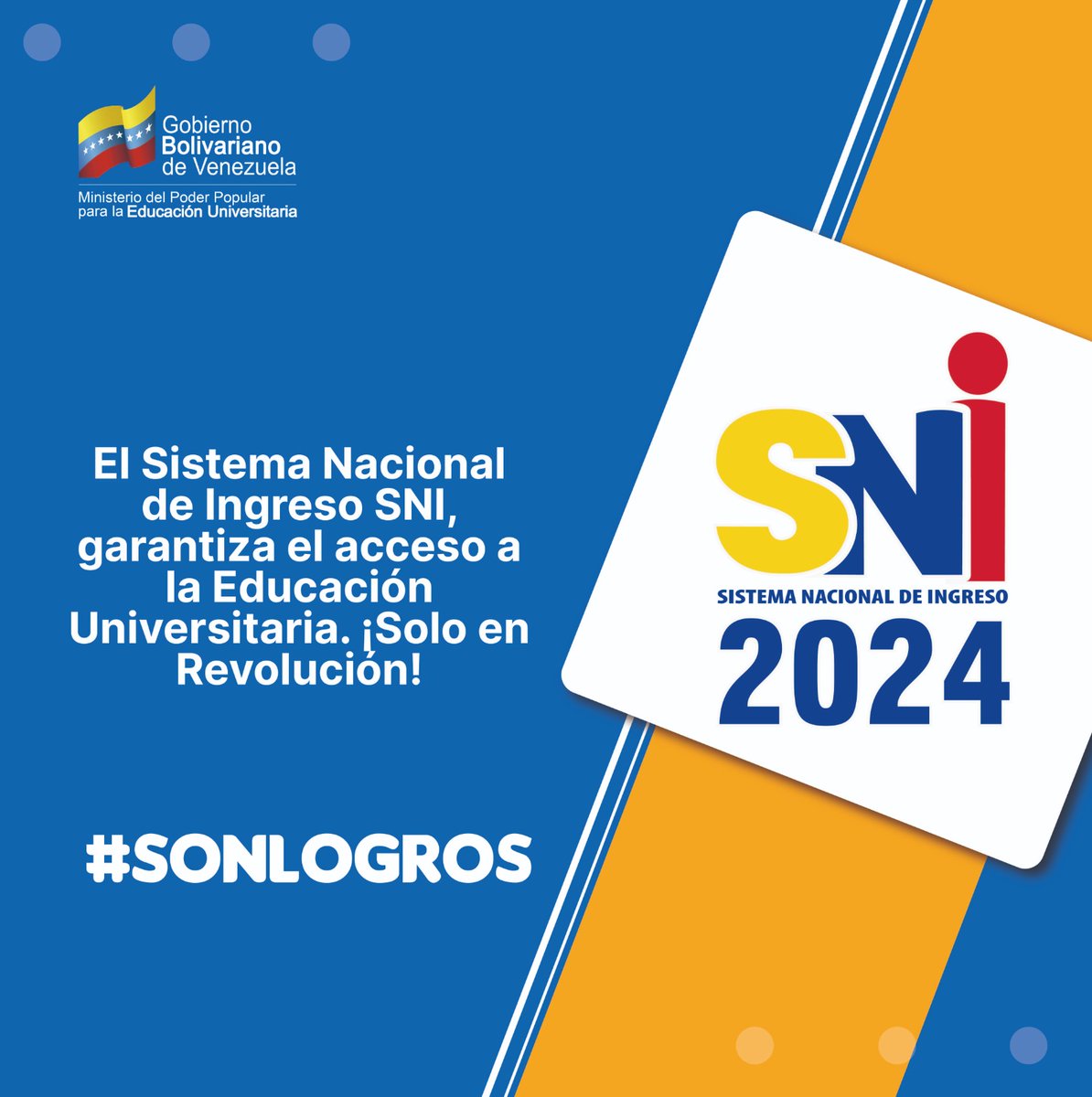 #SabíasQue ⁉️ El Sistema Nacional de Ingreso (SNI) es una herramienta tecnológica, desarrollada por el Estado venezolano, garantizando el acceso a la educación universitaria pública, gratuita, pertinente y de calidad, ¡Un proceso transparente, equitativo y eficiente!