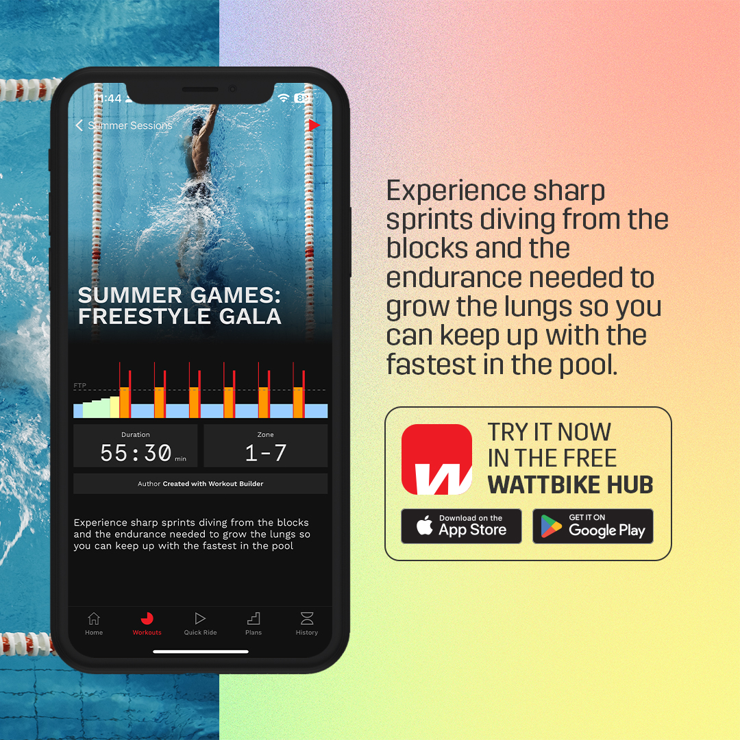 wattbike's tweet image. Dive into the ultimate swim workout on the Wattbike Hub! 💪 Sharpen your sprints, build lung capacity and outpace the competition. Ready to make waves? 🌊 bit.ly/3SAfhY3 #Wattbike #SummerGames #WattbikeHub #Workout