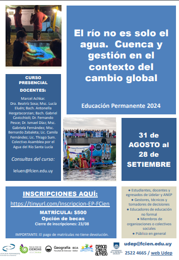eduperfcien's tweet photo. Estimad@s,  Están abiertas las inscripciones para el curso  EP "El río no es solo el agua. Cuenca y gestión en el contexto del cambio global".  INSCRIPCIONES: https://t.co/0op32MWrav………… …hasta el 23 de agosto. Matrícula: sin costo.  Adjuntamos más info. https://t.co/RBCjpm0hlA