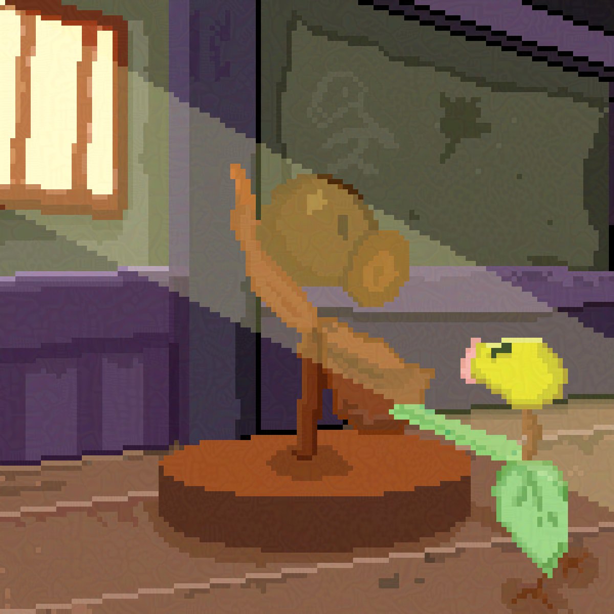 zephyrLotus1's tweet image. Bellsprout admiring the bellsprout statue 
Bellsprout pixel art. made this quickly, had a time limit so I didnt have time to fix that perspective.  
#pokemon #bellsprout #pixelart #pixelartist #pixels #pokemonhgss