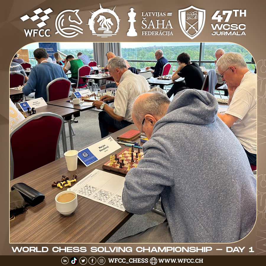 Wfcc_Chess's tweet photo. 47th WCSC
World Chess ♟️ Solving Championship
Day -1
Jurmala 30.07.2024
Latvia 🇱🇻
#wccc #Latvia #Championship #solving_Championship #selfmate #chess_composition #helpmate #mate #harmony #economy #worldcup #helpselfmate #tempomove #ODT #wfcc #wfcc_chess #open_solving https://t.co/NaG0sh4aiU