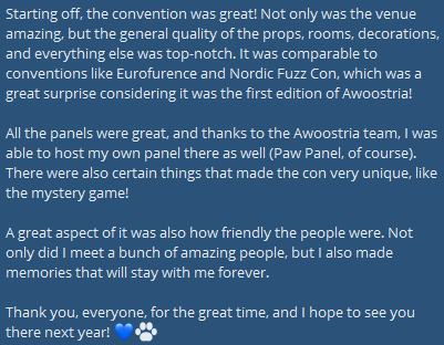 Frodo!!!🔜AWOO (@frodo0o) on Twitter photo So! I'm finally back home from <a href="/Awoostria/">Awoostria 🇦🇹</a> and it's time to give a few words on how I feel about it! So! I'm finally back home from <a href="/Awoostria/">Awoostria 🇦🇹</a> and it's time to give a few words on how I feel about it!