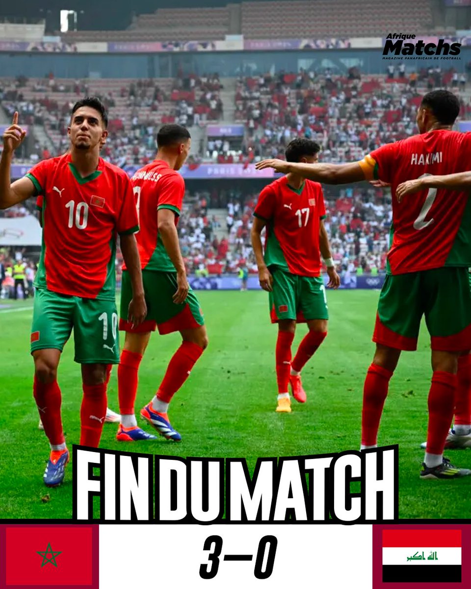 afriquematchs's tweet photo. Le Maroc décroche sa place en quarts de finale des JO Paris 2024 ! Les Lions de l'Atlas brillent dans leur groupe, surpassant l'Argentine. 

#afriquematchs #marocfootball #jeuxolympiquesparis2024 https://t.co/zql6Qj4gk4