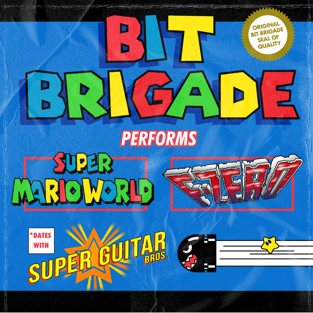 More SMW + F-Zero shows announce!
Super Guitar Bros are joining us for the tour! (minus Atlanta &amp; Athens)
Tickets on sale this Friday (8/2 @ 10am)
Grab em through bitbrigade.net/tour.html