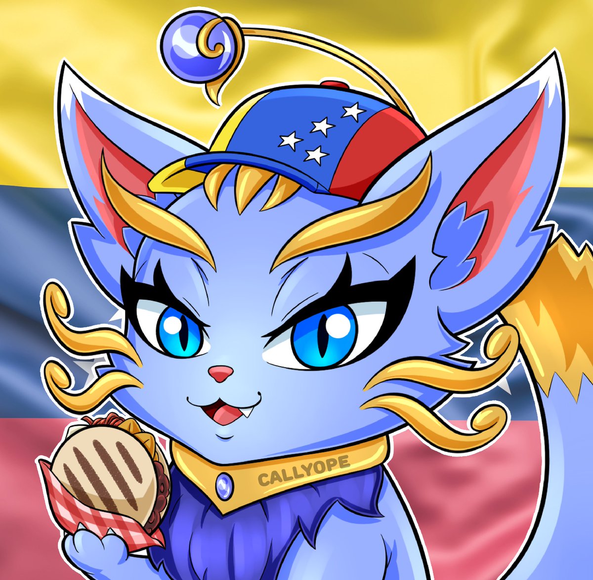 callyopink's tweet photo. Hoy soy más Venezolana que nunca 
Libertad para mi país 🇻🇪

Yuumi veneca comiendo arepa hecha por mí hace unos años https://t.co/MrIogi6vKX