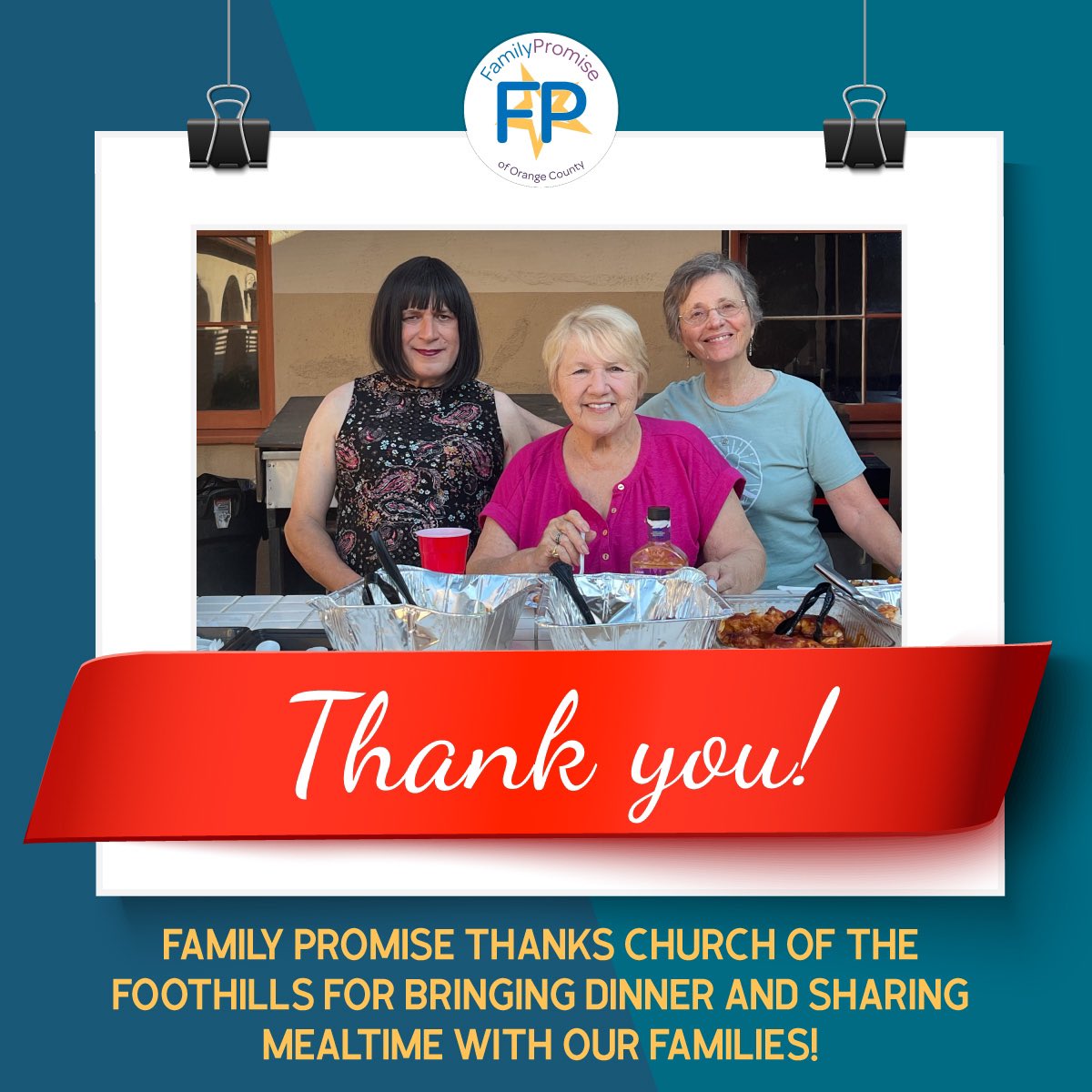 ocfamilypromise's tweet image. We couldn&apos;t impact our families&apos; lives without the continued support of our amazing community. Family Promise extends a heartfelt thank you to Church of the Foothills for bringing dinner and sharing mealtime with our families! Your kindness and generosity make a real difference.