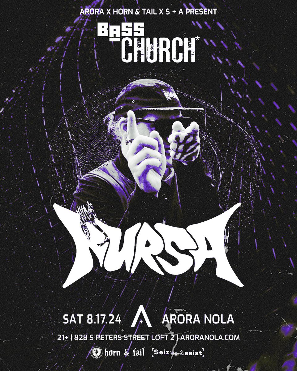 SENDING YOU MORE BLESSINGS.

BASS CHURCH* FT. KURSA.

SAT 08.17.24 | 21*
POWERED BY FUNKTION-ONE SOUND.
TIX >> aroranola.com