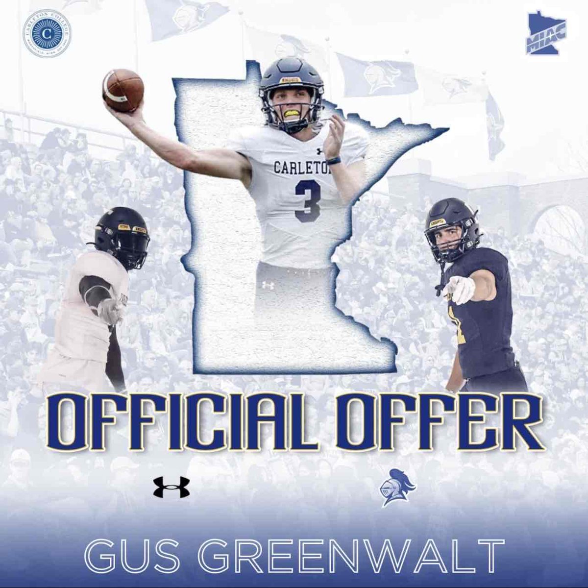 After a great talk with <a href="/CoachLeeXiong/">CoachDennisLeeXiong</a>, I’m very excited and blessed to announce I have received an offer too continue my athletic and acedmic pursuits at Carleton College. <a href="/EL_Trojans_FB/">East Lansing Football</a> <a href="/CoachJournell/">Tom Journell</a> <a href="/TheD_Zone/">The D Zone</a>