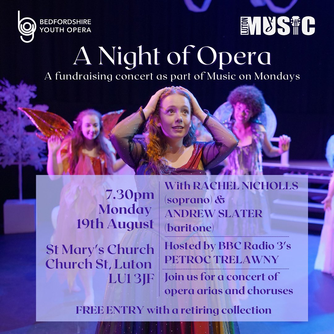 We are very excited to be partnering with <a href="/lutonmusic/">Luton Music</a> for our ‘A Night of Opera’ gala! We will be joined by renowned bass-baritone Andrew Slater and BYO alum dramatic soprano <a href="/raenicholls/">Rachel Nicholls</a>. The evening will be hosted by the wonderful <a href="/PetrocTrelawny/">Petroc Trelawny</a> 

See more details below ⬇️