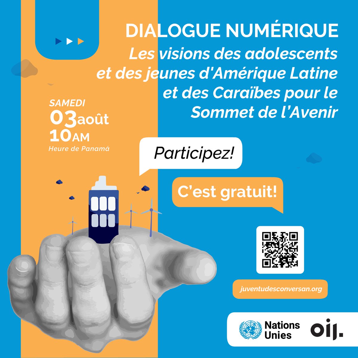 Si tu as entre 15 et 29 ans, rejoins notre dialogue numérique et partage tes opinions sur des thèmes clés pour l’avenir.
‌Ta participation peut influencer des événements mondiaux tels que le Sommet de l'Avenir et le Youth20. Fais entendre ta voix !