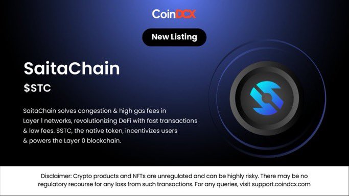 CryptoTimes_io's tweet photo. 🚨Breaking News: @SaitaChainCoin is now officially listed on @CoinDCX.

Dive into the world of crypto with this exciting addition to your portfolio. Remember, always Do Your Own Research (DYOR) before making any investment decisions. Stay informed and invest wisely.

#Saitama #saitamachain $STC
