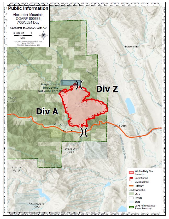 Latest perimeter map from the #AlexanderMountainFire this morning.