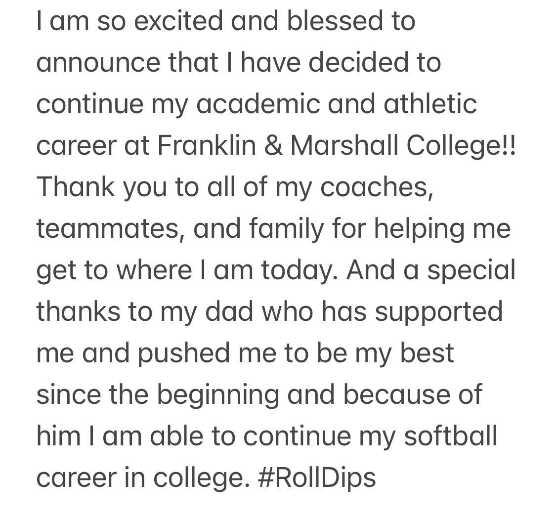 DaniGuzzo7's tweet image. Blessed and excited for this opportunity!!! 💙🤍@FandMSB @topgunhbnj @FH_softball #RollDips