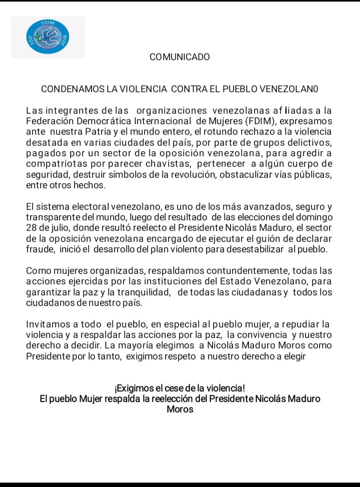 #30Julio 
Rechazamos la violencia y llamamos a la Paz