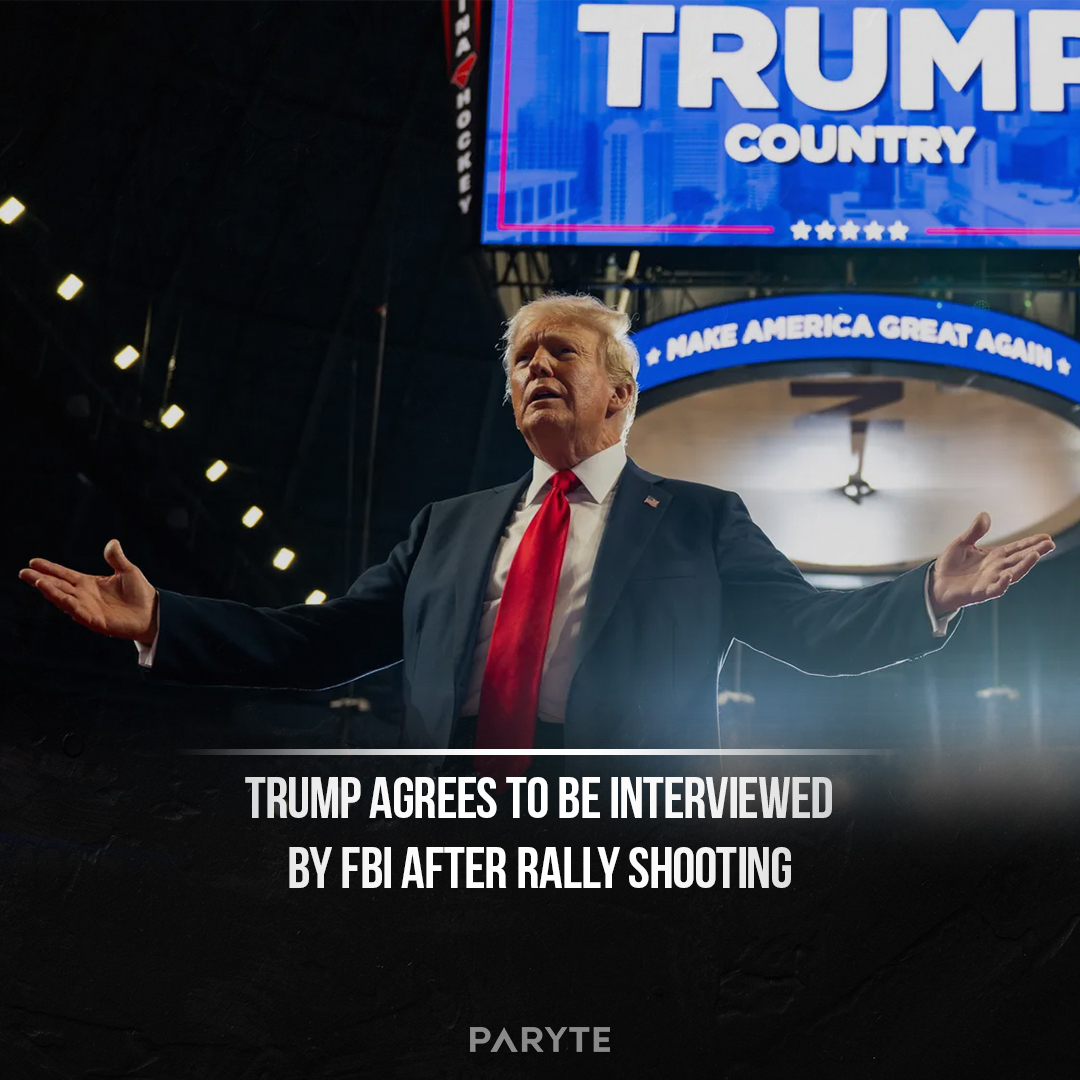 Parytecom's tweet image. Trump agrees to be interviewed by FBI after rally shooting.