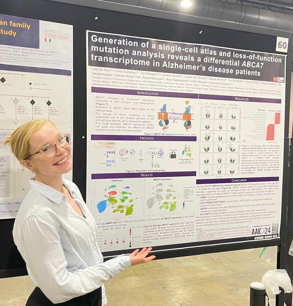 Sleegers Lab (@sleegerslab) on Twitter photo Our team member, Lara De Deyn (<a href="/laraonearth/">Lara De Deyn</a>), is presenting her latest research in poster #60 today. Don't miss the chance to learn more about her work. See you there! #Alzheimers #AAIC24 #AAIC2024 #singlecell #singlenuclei #Philly 🧠🧬 Our team member, Lara De Deyn (<a href="/laraonearth/">Lara De Deyn</a>), is presenting her latest research in poster #60 today. Don't miss the chance to learn more about her work. See you there! #Alzheimers #AAIC24 #AAIC2024 #singlecell #singlenuclei #Philly 🧠🧬