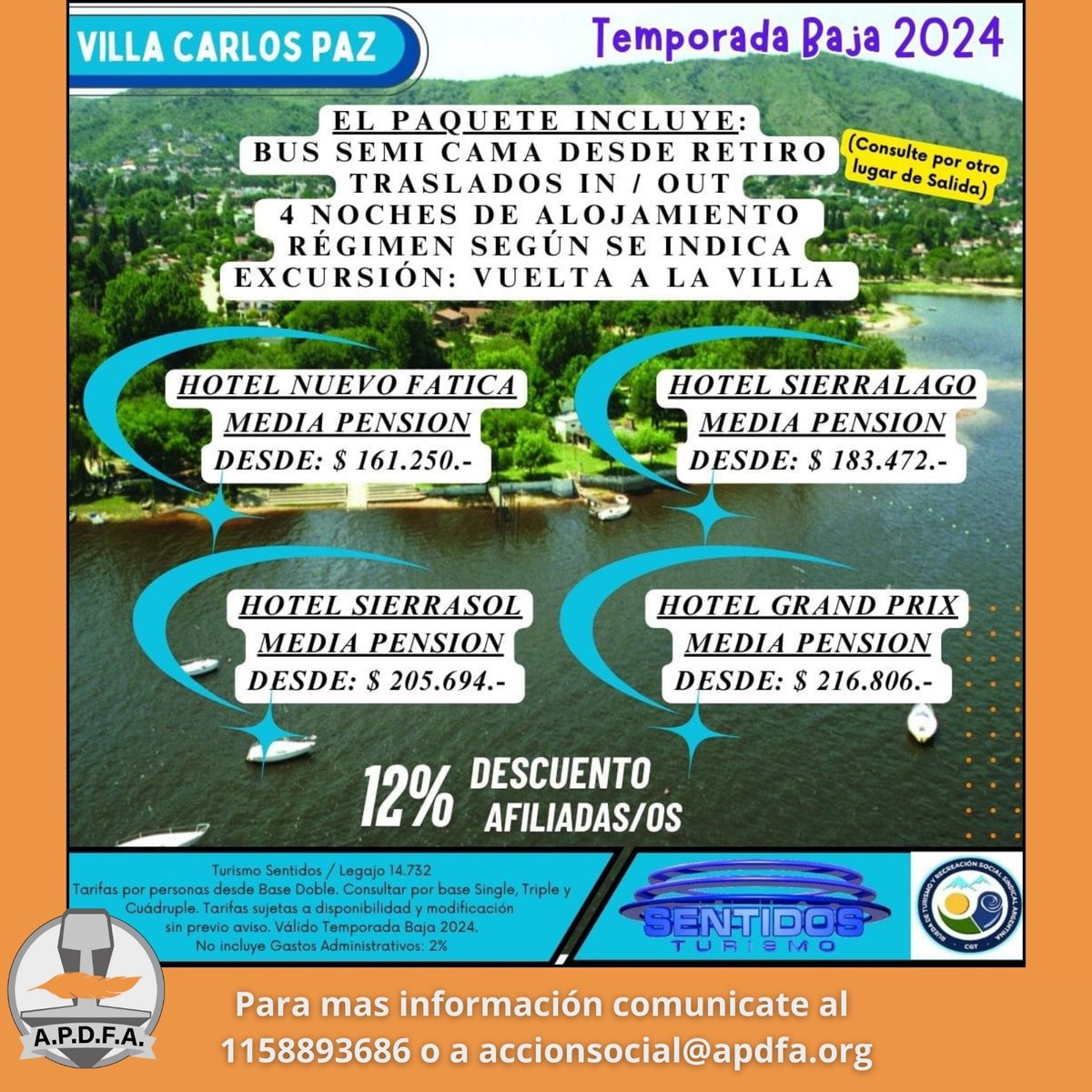 Federación y Villa Carlos Paz !
La secretaría de Accion Social de APDFA te acerca nuevos destinos para hacerte una escapada.

<a href="/ApdfaAdrian/">Silva Adrian Apdfa</a> 
<a href="/apdfanacional/">A.P.D.F.A.</a> 
<a href="/ApdfaListaGris/">APDFA LISTA GRIS</a> 
<a href="/APDFApuertosOK/">APDFA Ferroportuarios</a> 
<a href="/JApdfa/">Juventud Sindical Apdfa</a>
