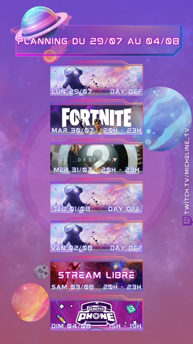 Planning de la semaine 🫶