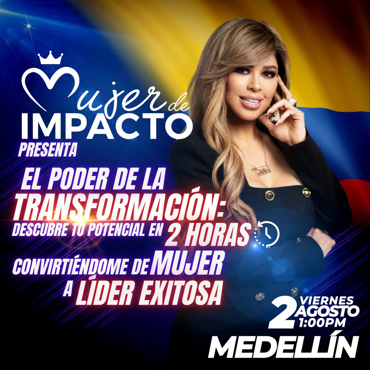 🇨🇴 MEDELLÍN ¡TE QUIERO CONOCER?🇨🇴
.
CONVIRTIÉNDOME DE MUJER A LÍDER EXITOSA🔥
¡TU MÁXIMO POTENCIAL EN SOLO 2 HORAS!
.
VIERNES 2 DE AGOSTO
MEDELLÍN 
🚨🚨¿Quieres asistir?🚨🚨
.
➡️ TRANSFORMA TU MANERA DE PENSAR Y CAMBIA TUS RESULTADOS!!!
.
.
#Medellín #ConocimientoPoderoso