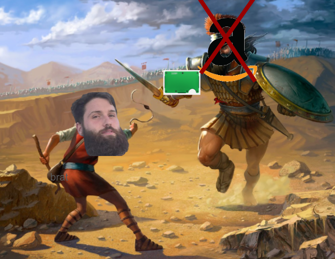 Please help me win this
Share to anyone who might be able to change amazon's IP policy.

help this lil wallet man fight the 1.89 TRILLION DOLLAR COMPANY