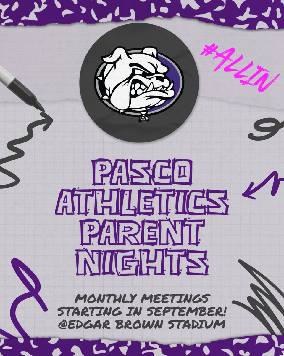 Starting in September, Pasco High Athletics will be hosting monthly parent meetings at Edgar Brown Stadium preceding the Pasco Booster Club meetings. Times and dates will be shared as we get closer to the events. Meetings will be on Wednesday’s! #ALLIN