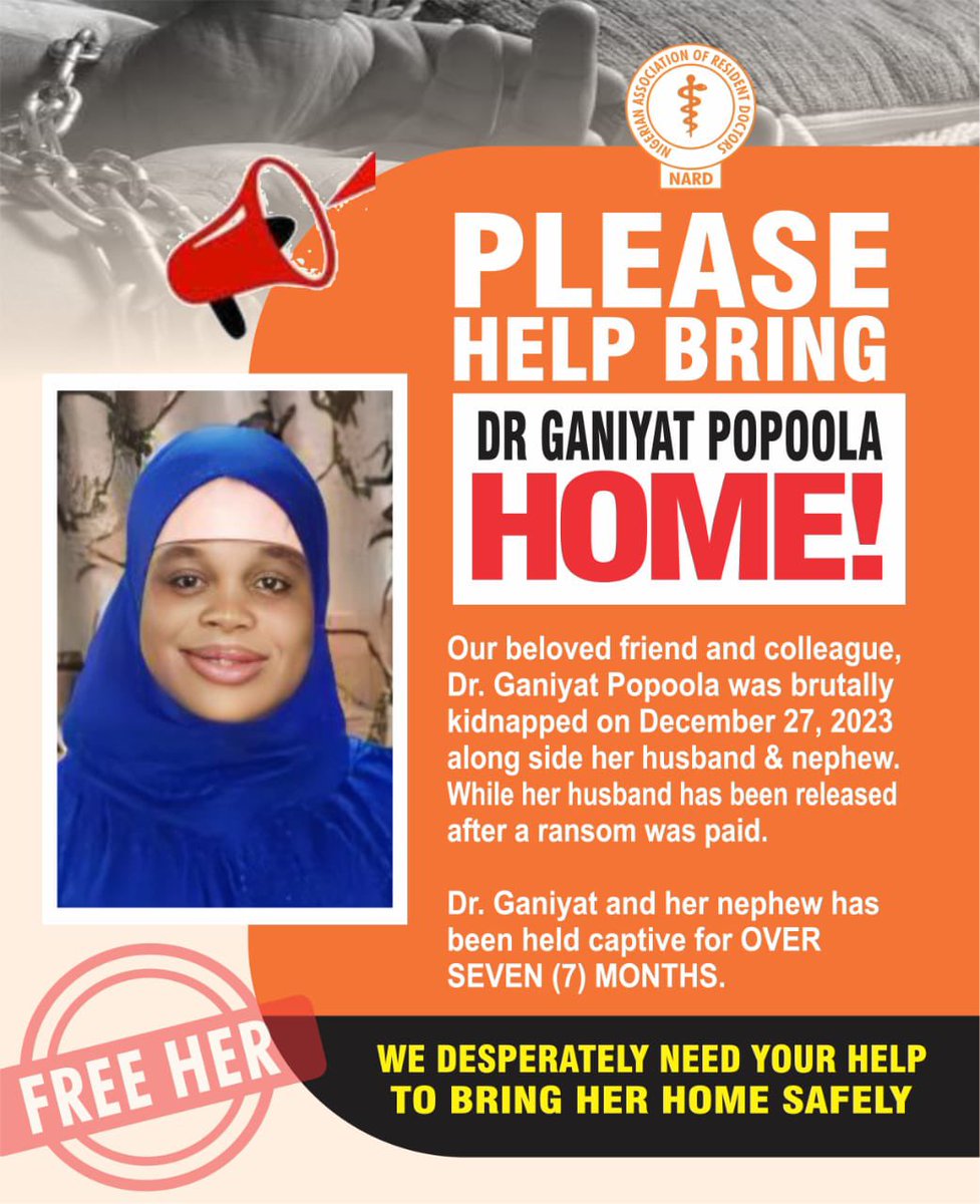 abassajayi's tweet photo. Dear Gov Uba Sani, @ubasanius the release of Dr Ganiyat is on you. As the chief security officer of Kaduna state her life is in your hands

Mr Samuel Aruwan @samuelaruwan your promised to #BringBackGaniyat during our meeting in May 

Please #BringBackGaniyat https://t.co/WthqWkhaCn