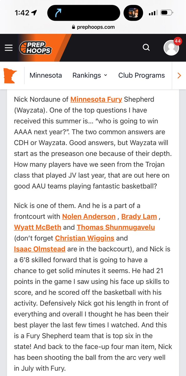 Myles Shepherd (@coachshep34) on Twitter photo Nick Nordaune (<a href="/NickNordaune25/">Nick Nordaune</a>) had his full skill set on display in Vegas this past weekend. Led us in scoring 3 out of 4 games while rebounding and defending at a high level. Nick is a guy who steadily improved as the summer went along. #fury Nick Nordaune (<a href="/NickNordaune25/">Nick Nordaune</a>) had his full skill set on display in Vegas this past weekend. Led us in scoring 3 out of 4 games while rebounding and defending at a high level. Nick is a guy who steadily improved as the summer went along. #fury