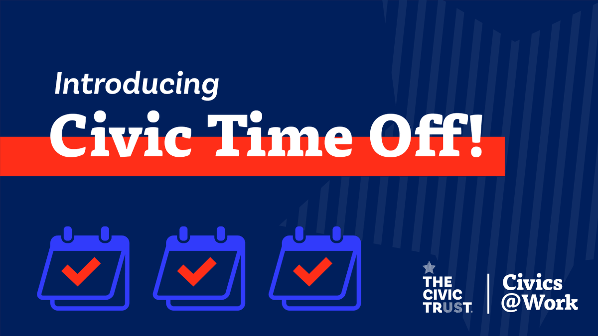 CivicsBuzz's tweet photo. Studies show that increased #CivicEngagement benefits businesses, communities, and employees.
We created #CivicTimeOff as a flexible way for employers to boost civic engagement and fill the need for poll workers.
Learn more: https://t.co/qimI8LS7PO https://t.co/zSM7D02Zgg