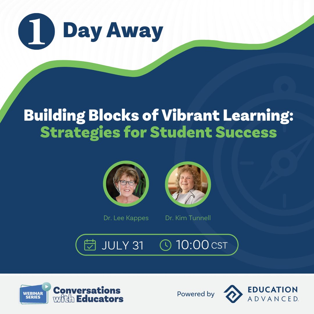 EdAdvanced's tweet photo. How can teachers foster a Culture for Learning in their practice? Don't miss this conversation TOMORROW with Dr. Kim Tunnell and Dr. Lee Kappes in our upcoming FREE webinar! Register now! https://t.co/xSSwH6VHUA https://t.co/huYtF3ig9q