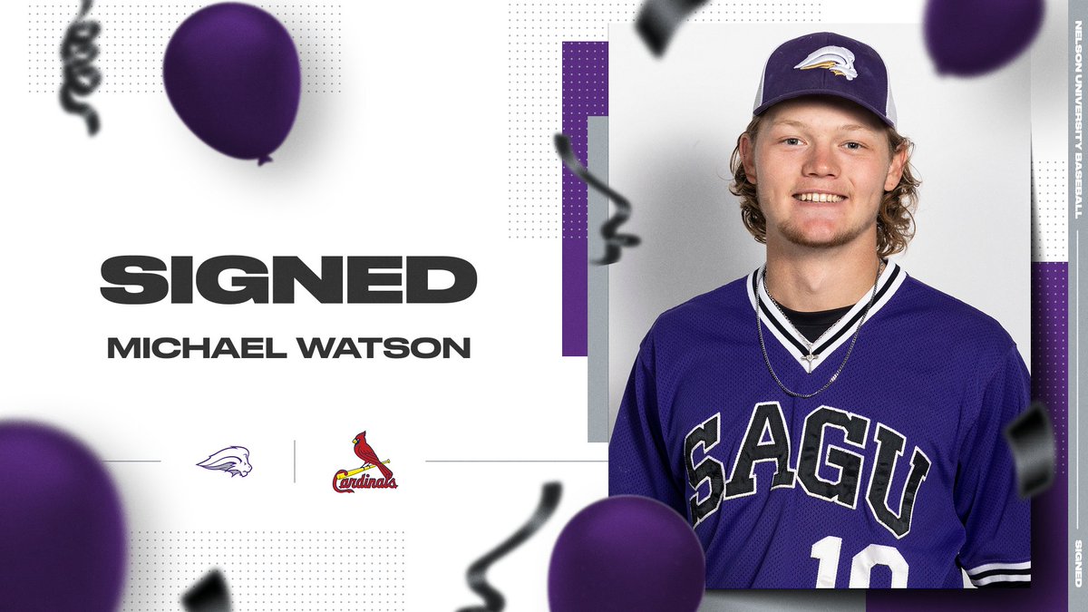NelsonUSports's tweet photo. 🚨 Big News! 🚨 Nelson University's star pitcher Michael Watson just signed with the St. Louis Cardinals! 🎈⚾️ 

🦁 Read more about his incredible journey ➡️ https://t.co/7Z9BwbLCzr https://t.co/g1ZDFcL8jD