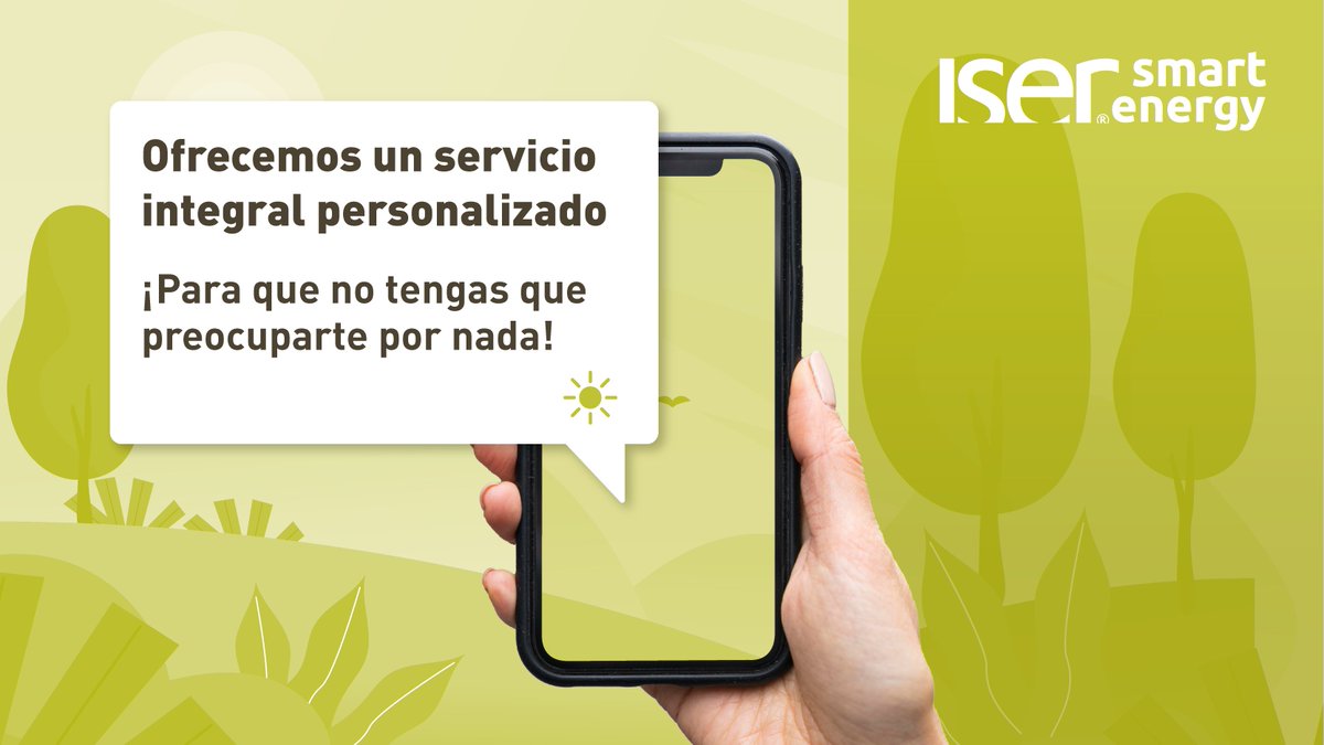 ¡Descubre la tranquilidad de un servicio integral con Iser! 🌟🔋
Nos encargamos de todo para que tú no tengas que preocuparte por nada. Ofrecemos soluciones energéticas personalizadas que se adaptan a tus necesidades💡¡Transforma tu consumo energético! iser.es/contacto/