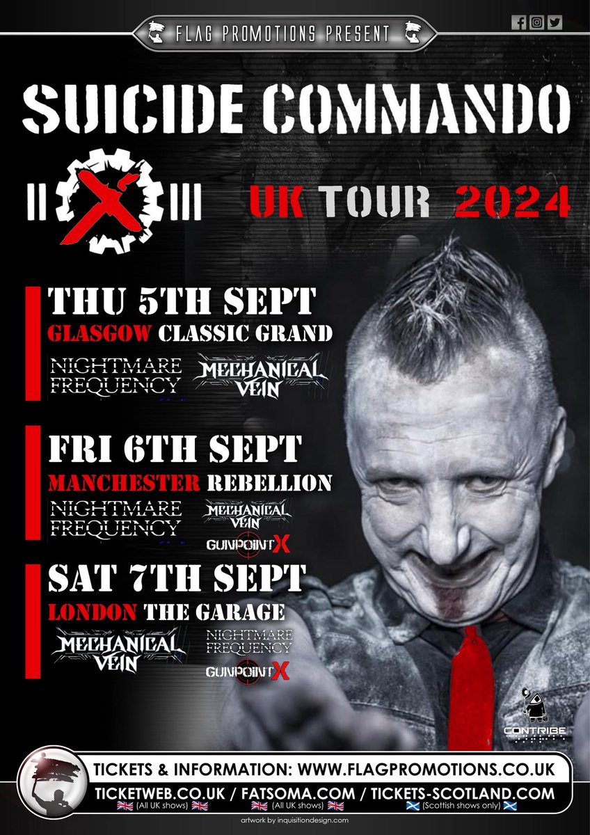 Mechanical Vein (@mechanicalvein) on Twitter photo UK squad! We're excited to announce that Mechanical Vein will be supporting the mighty <a href="/SUICIDEC0MMAND0/">Suicide Commando</a> for their UK tour this Sept. 🔥
Currently MV's only scheduled UK live dates.
Support MV & save money by getting cheaper advance tickets via the Mechanical Vein Bandcamp. 🙂 UK squad! We're excited to announce that Mechanical Vein will be supporting the mighty <a href="/SUICIDEC0MMAND0/">Suicide Commando</a> for their UK tour this Sept. 🔥
Currently MV's only scheduled UK live dates.
Support MV & save money by getting cheaper advance tickets via the Mechanical Vein Bandcamp. 🙂
