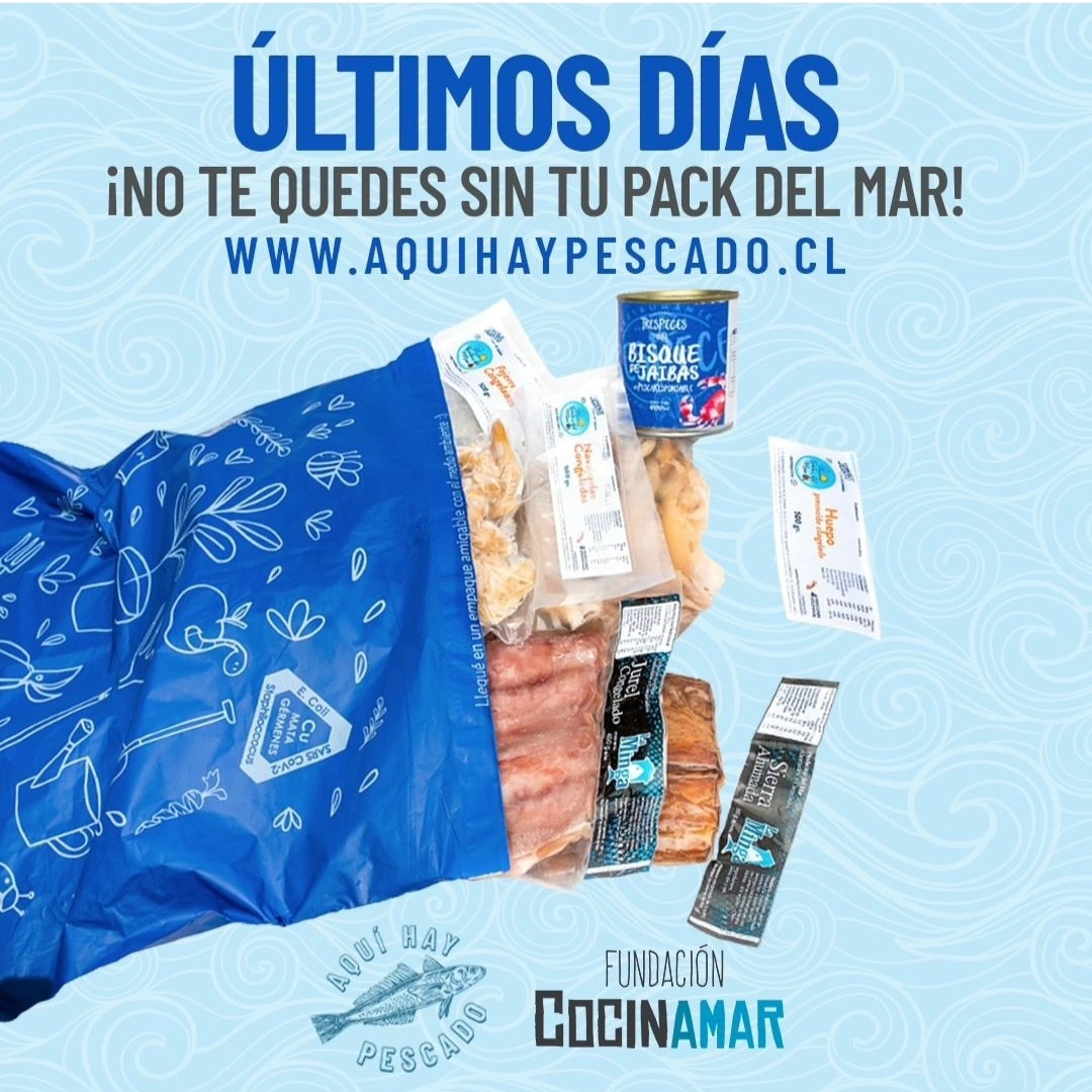 En #Valdivia Cooperativa Aquí Hay Pescado, este mes el pack del mar contiene 1kg de congrio, 1kg de róbalo, 500 gr de navajuelas y 1 sobre de algas deshidratadas. Todos productos locales. Disponible en aquihaypescado.cl