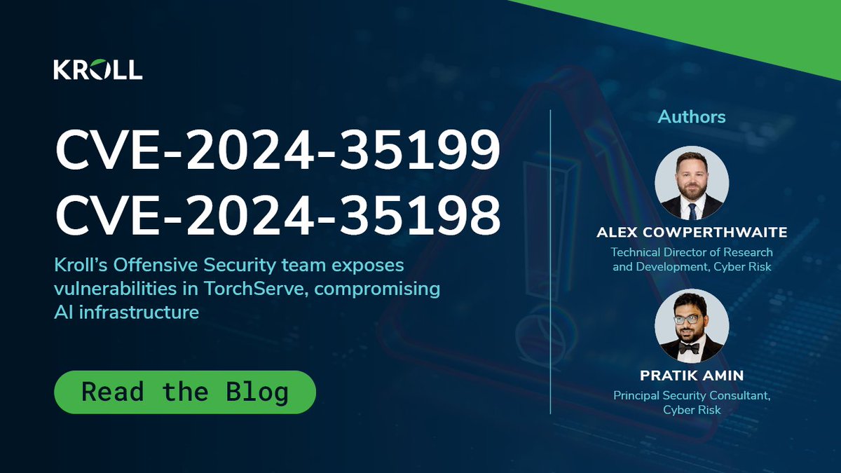 Our offensive security team has been working closely with the maintainers of the TorchServe project and AWS to correct two vulnerabilities that could compromise AI infrastructure. Read more in the blog: ms.spr.ly/6016ljPN8

#AISecurity #AIIntegrity #AIVulnerability
