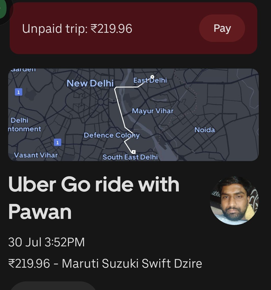 adv_ankitkumar's tweet photo. @UberSupport Horrible experience! Paid Rs. 220 cash for my ride on 30th July (Preet Vihar to Surya Hotel) but app still shows payment pending. Trip ID: [insert trip ID]. Please fix this ASAP! #UberIssues #PaymentProblem https://t.co/Ds1iB7nEHs