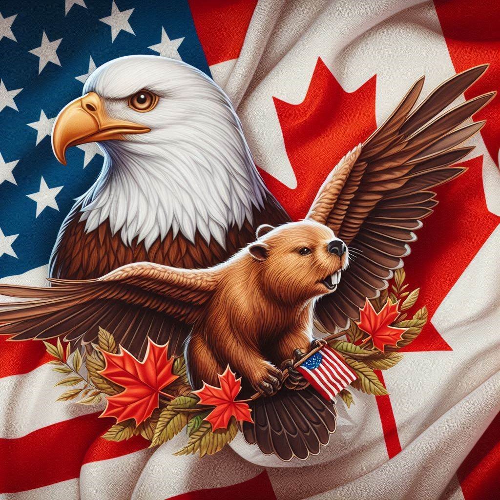 CanEmbUSA's tweet image. Masterpiece material indeed, @USEmbassyOttawa! We asked AI to generate another image of the strong 🇨🇦🇺🇸friendship, only to find that the beaver had grown wings. Our friendship continues to soar – happy #InternationalFriendshipDay!
