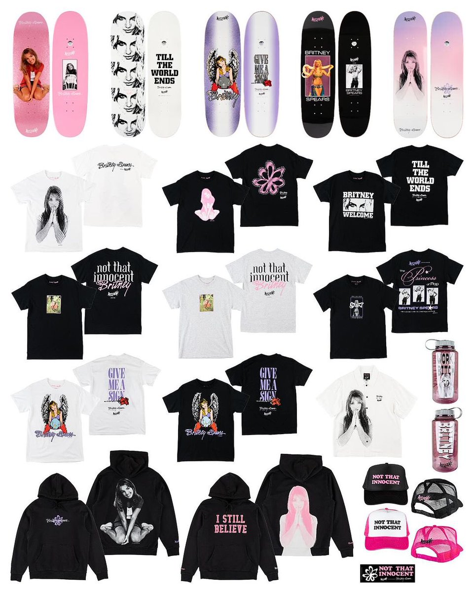 PopCrave's tweet photo. Britney Spears has collaborated with Welcome Skateboards to launch her own skateboard &amp; clothing collection.

The release celebrates Spears’ contributions to pop culture. https://t.co/lAT1WoWuHK