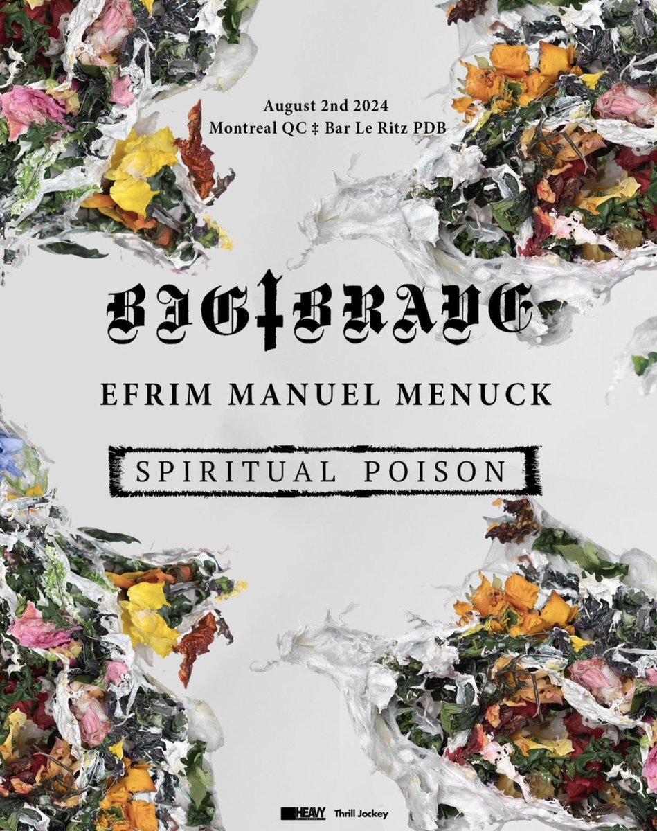 Efrim Manuel Menuck will be providing support for BIG|BRAVE this Friday 02 August at Montreal's Bar Le Ritz PDB. 
blueskiesturnblack.com/show/bigbrave2…
Menuck's latest project WAWBARC, which features Mat Ball from BIG|BRAVE and Jonathan &amp; Patch from Ada, will be released in September 2024.