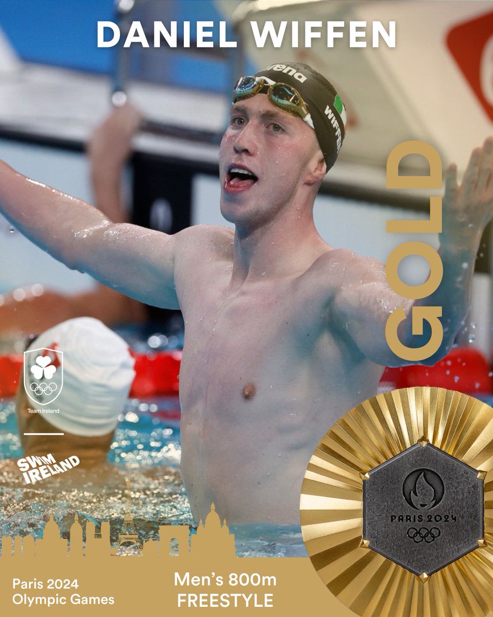 𝗪𝗜𝗙𝗙𝗘𝗡 𝗟𝗜𝗚𝗛𝗧𝗦 𝗨𝗣 𝗧𝗛𝗘 𝗖𝗜𝗧𝗬 𝗢𝗙 𝗟𝗜𝗚𝗛𝗧!

IT'S OLYMPIC GOLD FOR WIFFEN. IT'S OLYMPIC GOLD FOR IRELAND. IT'S SENSATIONAL!

Daniel Wiffen is an Olympic Champion and Olympic Record Holder! 

𝗛𝗜𝗦𝗧𝗢𝗥𝗬!

#TeamIreland | #Paris2024
