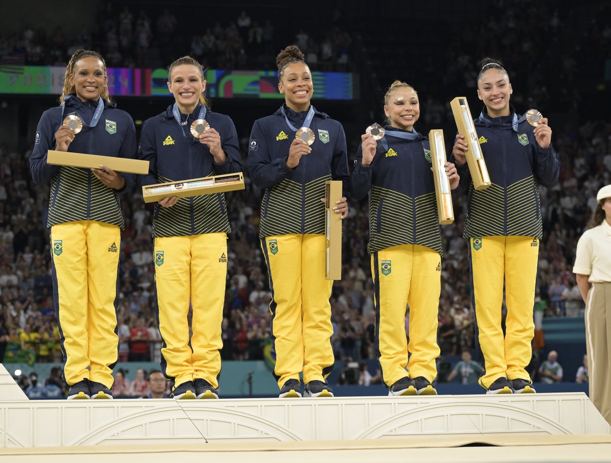 History-makers 🇧🇷

The first team medal for Brazil...𝙚𝙫𝙚𝙧 

#Paris2024 | #Gymnastics