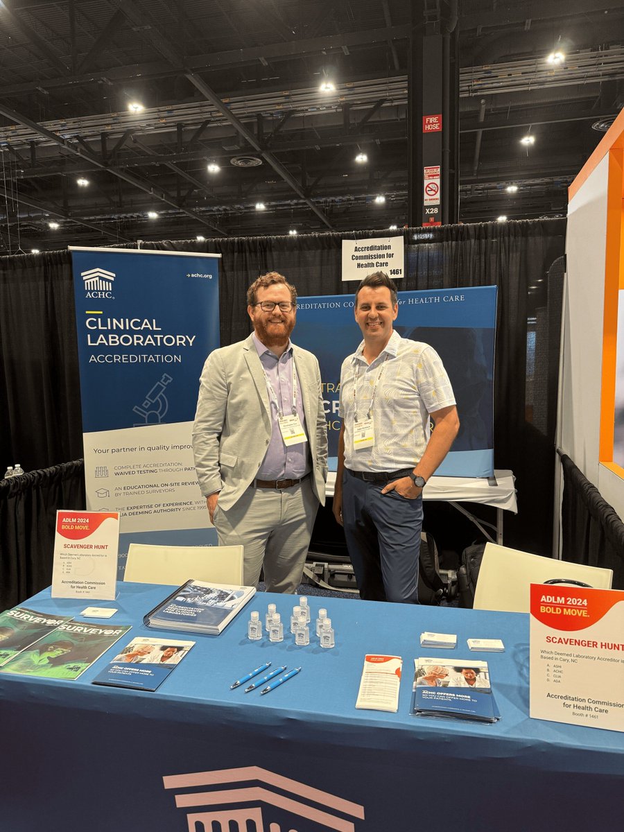 Thrilled to be at #ADLM2024! Visit booth 1461 to connect with our ACHC team—Christopher, Justin, and Chris—for all things lab accreditation. #ADLM2024 #ACHC

Discover more about clinical lab accreditation here: achc.info/3A5angM