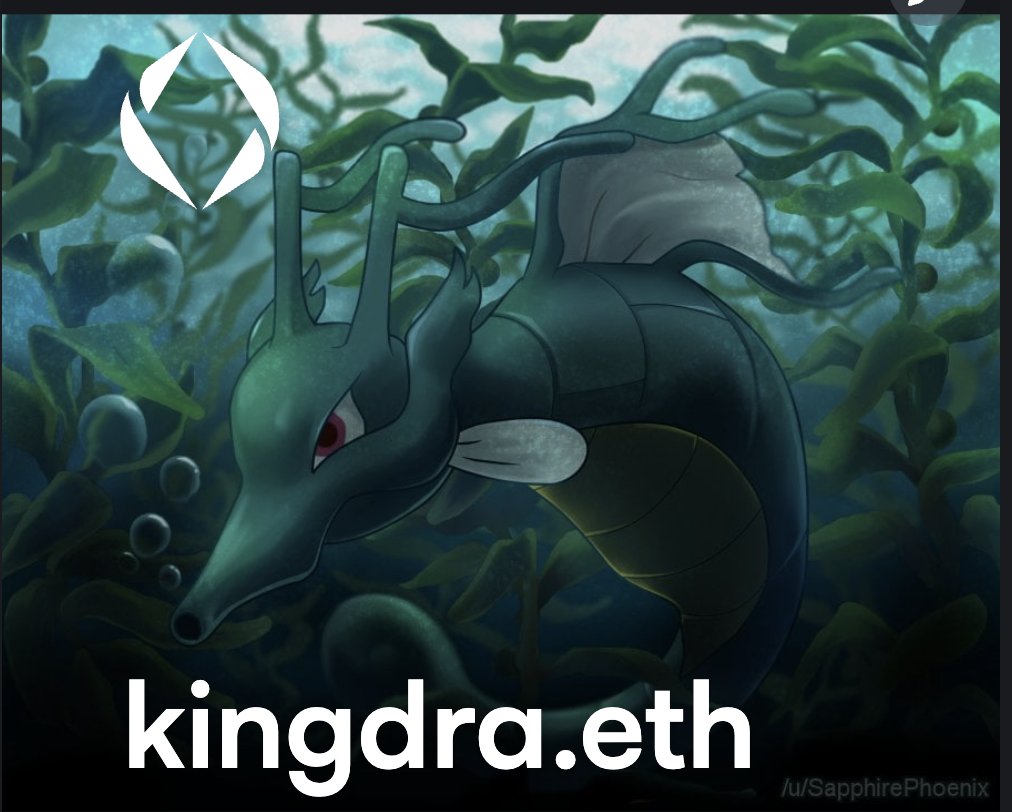 The king of Seas could be your for 2 Eth --> kingdra.eth | Vision.io #ens #pokemonEns