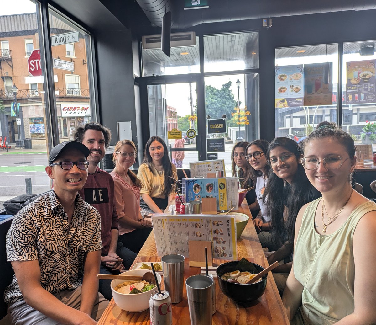 🍜 It was a #Ramenlicious Lab Summer Lunch to celebrate student achievements for the past semester, as well as welcome our incoming lab members!

1) Dr. Janet Velázquez Pérez - PDF (started this month)

2) Shahmeen Farooqi and 3) Arma Salanga - incoming F24 thesis students