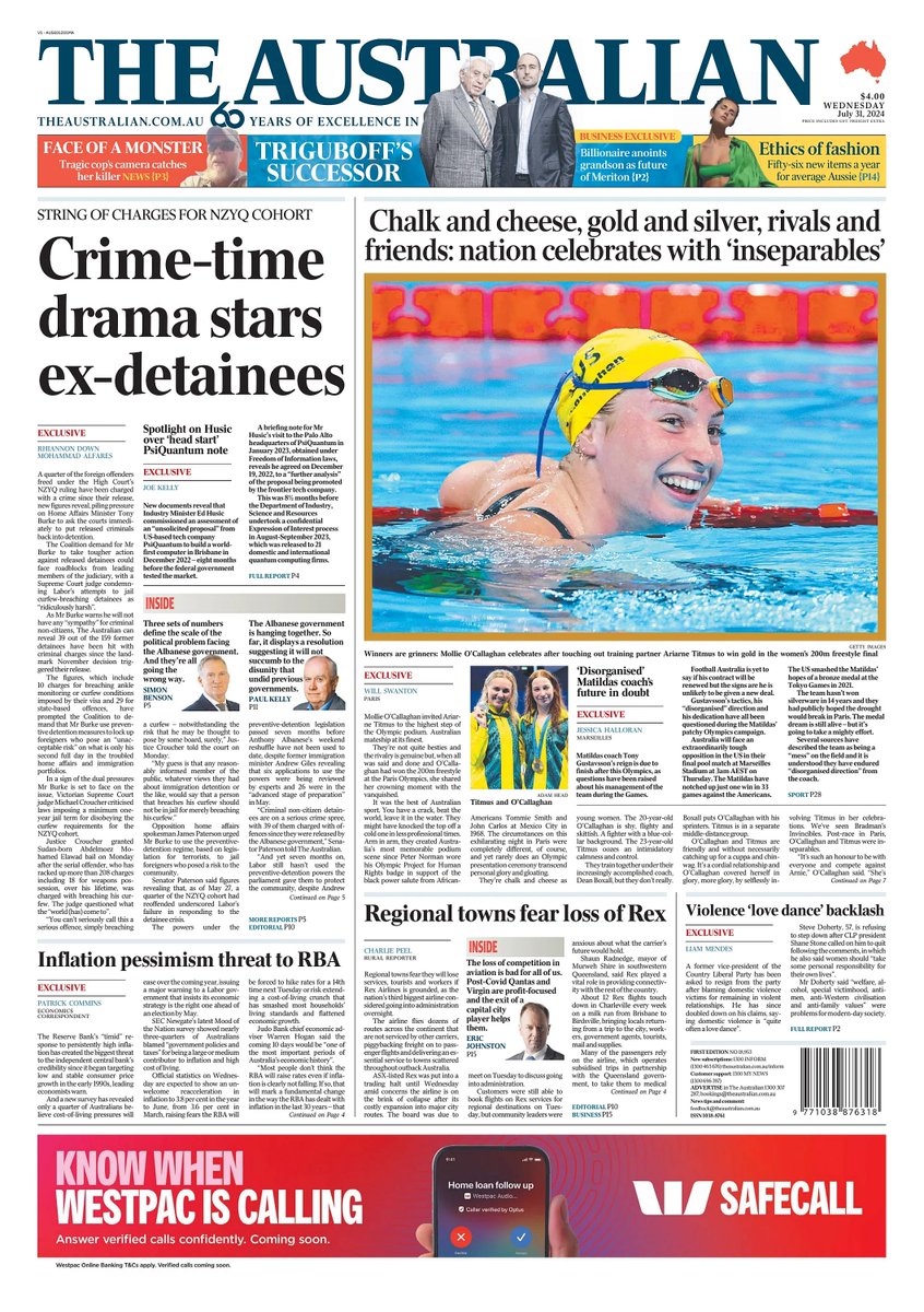 ๐ต๐๐๐๐ ๐ฟ๐๐๐๐ ๐๐๐๐๐ข ๐ฐ (@ukpapers) on Twitter photo ๐ฆ๐บ Crine-Time Drama Stars Ex-Detainees
โซA quarter of the foreign offenders freed under the High Courtโs NZYQ ruling have been charged with a crime since their release, new figures reveal ....
โซ<a href="/rhi_down/">Rhiannon Down</a> & Mohammad Alfares
#frontpagestoday #Australia <a href="/australian/">The Australian</a> ๐ฆ๐บ ๐ฆ๐บ Crine-Time Drama Stars Ex-Detainees
โซA quarter of the foreign offenders freed under the High Courtโs NZYQ ruling have been charged with a crime since their release, new figures reveal ....
โซ<a href="/rhi_down/">Rhiannon Down</a> & Mohammad Alfares
#frontpagestoday #Australia <a href="/australian/">The Australian</a> ๐ฆ๐บ