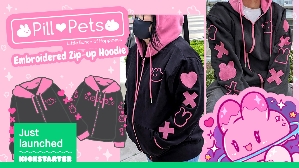 AngelsTale07's tweet image. Hawo~ I'm happy to share my first ever Kickstarter Campaign, The Pillpet Embroidered Zip-up Hoodie has dropped on KICKSTARTER!! Please check it out and kindly share to friends who love kawaii stuff and fashion! 🥰

kickstarter.com/projects/angel…

#Kickstarter 
#kawaiicore 
#KawaiiArt