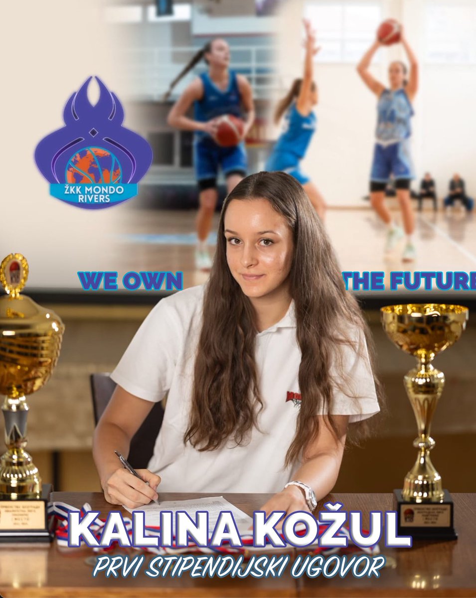 Rivers_KK's tweet photo. Kalina Kožul je prvi stipendista Mondo Riversa!

Mlada košarkašica rođena 2009. Godine bila je jedan od udarnih igli u prethodnoj sezoni našeg tima. Verujemo da ćemo zajedničkim snagama napraviti veliki rezultat i da je ovo tek početak naše priče 💙💜 https://t.co/0l2xq43cP9