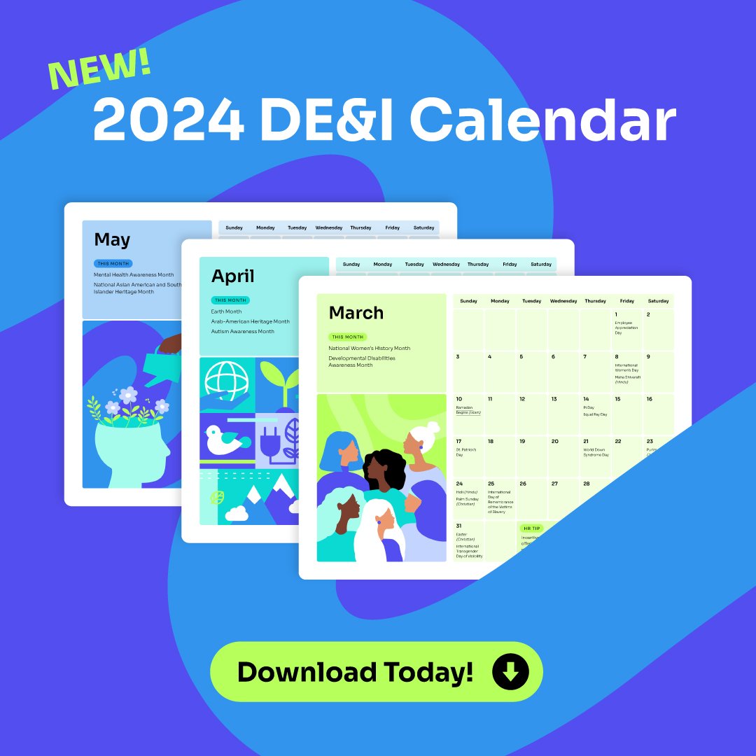 Creating a welcoming workplace is a year-round commitment. 🗓️ 

Our DE&amp;I calendar is your go-to resource for monthly DEI holidays, important observances, HR tips, and more! Download now and supercharge your culture. hubs.li/Q02JsP-q0

#DEI #inclusivity #diversity #equity