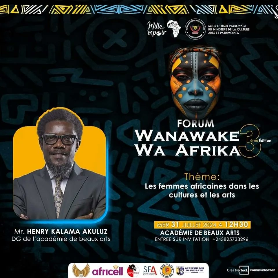 miss_bgl's tweet photo. Le compte à rebours à commencé ! 
31 juillet 2024 RDV à l'académie des beaux-arts pour la 3ème édition du Forum WANAWAKE WA AFRIKA sous le thème : Les femmes africaines dans les cultures et les arts" 
KARIBU!!! #boyeyimalamu🤝#milleetunespoir 
#mwasiyamotuya 
#wanawakewaafrika https://t.co/OQ9jAoWBkA